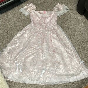 Vintage 80s satin Pink Lace formal Dress